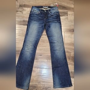 Joe's Honey Harvey Boot Cut Women's Size 28 Dark Blue Denim Jeans Embroidered
